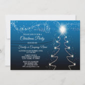 Christmas Party Reindeer Tree Blue Sky Shiny Stars Kaart (Achterkant)