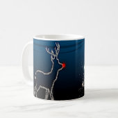 Christmas Party Reindeer Tree Blue Sky Shiny Stars Koffiemok (Voorkant links)