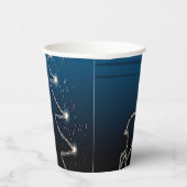 Christmas Party Reindeer Tree Blue Sky Shiny Stars Papieren Bekers (Rechts)