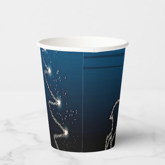 Christmas Party Reindeer Tree Blue Sky Shiny Stars Papieren Bekers (Rechts)