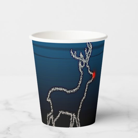 Christmas Party Reindeer Tree Blue Sky Shiny Stars Papieren Bekers (Voorkant)