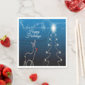 Christmas Party Reindeer Tree Blue Sky Shiny Stars Servet (Insitu)