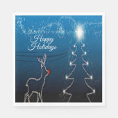 Christmas Party Reindeer Tree Blue Sky Shiny Stars Servet (Voorkant)