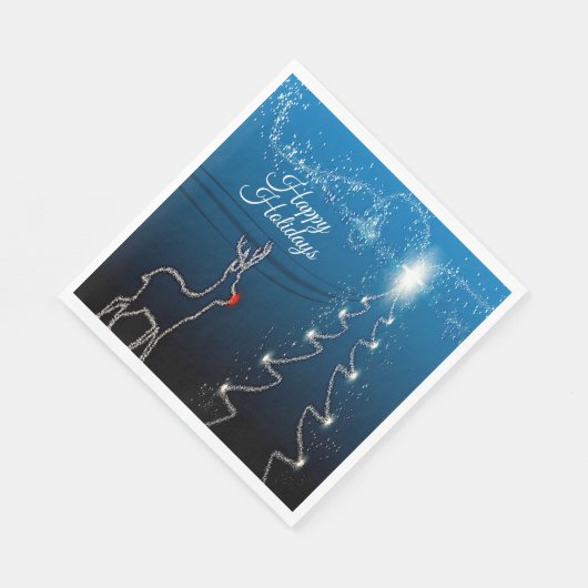 Christmas Party Reindeer Tree Blue Sky Shiny Stars Servet (Hoek)