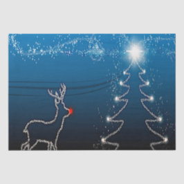 Christmas Party Reindeer Tree Blue Sky Shiny Stars Tissuepapier