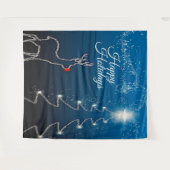 Christmas Party Reindeer Tree Blue Sky Shiny Stars Wandkleed (Voorkant (horizontaal))