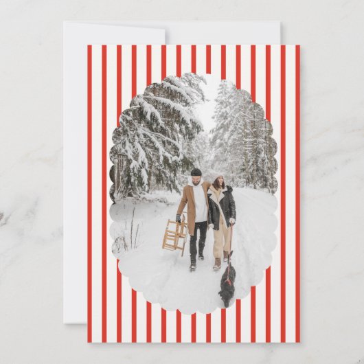 Christmas Party Retro Red Striped Kaart (Achterkant)