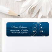 Christmas Party Return Address Reindeer Blue White Etiket (Insitu)