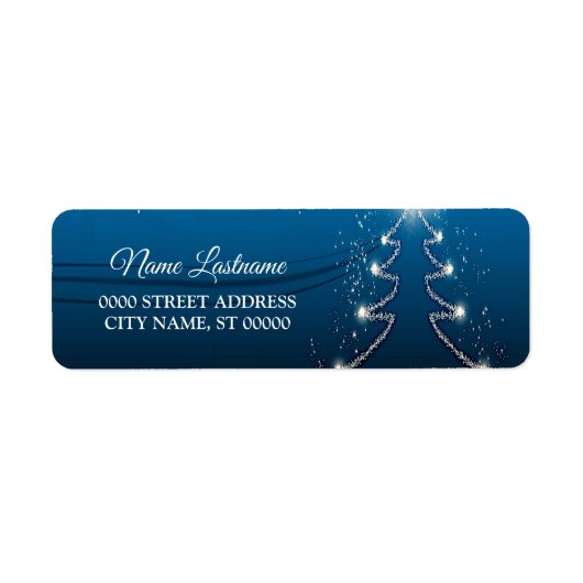 Christmas Party Return Address Reindeer Blue White Etiket (Voorkant)