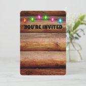 CHRISTMAS PARTY RUSTIC LOG CABIN INVITATIONS KAART (Staand voorkant)
