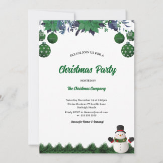 Christmas Party Santa Claus Modern in Green Invita Kaart