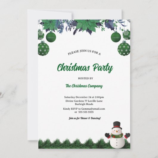 Christmas Party Santa Claus Modern in Green Invita Kaart (Voorkant)