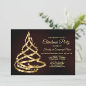 Christmas Party Shiny Golden Ribbon Tree Sparkle Kaart (Staand voorkant)