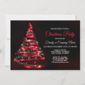 Christmas Party Shiny Red Ribbon Tree Sparkle Kaart (Voorkant)