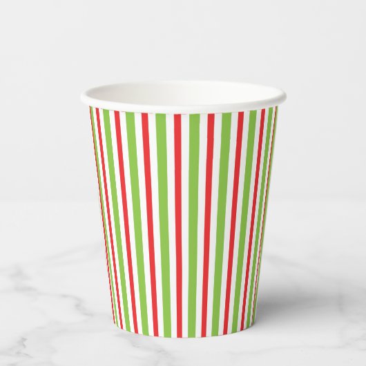 Christmas Party Stripped Red and Green Cups Papieren Bekers (Achterkant)