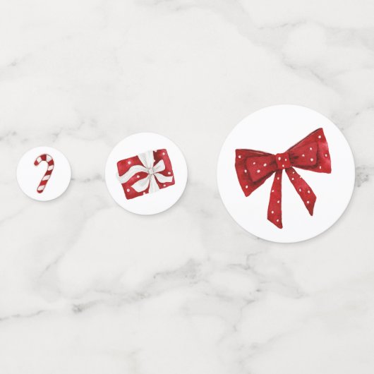 Christmas Party Table Confetti Red Bow Table Decor (Voorkanten)