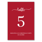 Christmas Party Table number Card Kaart (Achterkant)