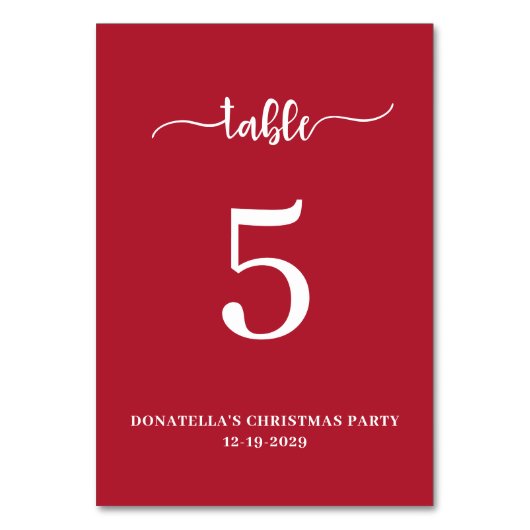 Christmas Party Table number Card Kaart (Voorkant)
