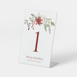 Christmas Party Table Numbers Elegant Greenery Reclamebord Met Voetstuk