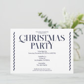 Christmas Party Vintage Elegant blue Invitation Kaart (Staand voorkant)