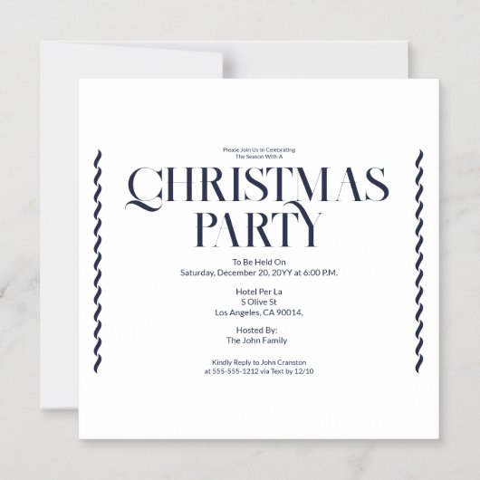 Christmas Party Vintage Elegant blue Invitation Magnetische Uitnodiging (Voorkant)