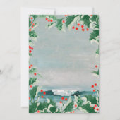 Christmas Party Watercolor Beach Coastal Holly Kaart (Achterkant)