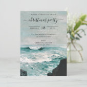 Christmas Party Watercolor Beach Coastal Summer Kaart (Staand voorkant)