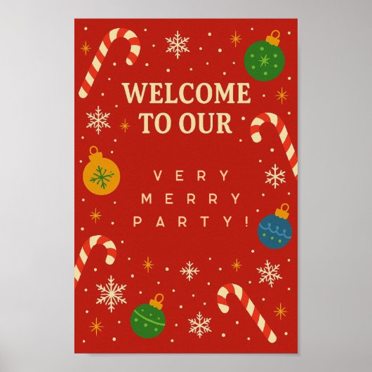 Christmas Party Welcome Sign | Playful Poster (Voorkant)