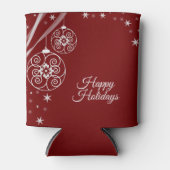 Christmas Party White Ornaments Stars Red Elegant Blikjeskoeler (Voorkant)