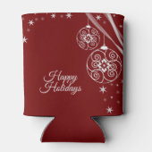 Christmas Party White Ornaments Stars Red Elegant Blikjeskoeler (Achterkant)