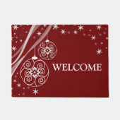 Christmas Party White Ornaments Stars Red Elegant  Deurmat (Voorkant)