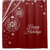 Christmas Party White Ornaments Stars Red Elegant Douchegordijn (Voorkant)