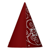 Christmas Party White Ornaments Stars Red Elegant Feesthoedjes (Achterkant)