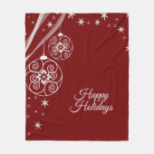 Christmas Party White Ornaments Stars Red Elegant Fleece Deken (Voorkant)