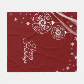 Christmas Party White Ornaments Stars Red Elegant Fleece Deken (Voorkant (Horizontaal))
