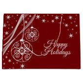 Christmas Party White Ornaments Stars Red Elegant Groot Cadeauzakje (Voorkant)