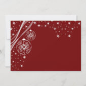 Christmas Party White Ornaments Stars Red Elegant Kaart (Achterkant)