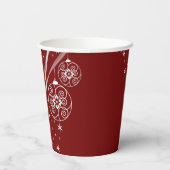 Christmas Party White Ornaments Stars Red Elegant Papieren Bekers (Achterkant)