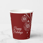Christmas Party White Ornaments Stars Red Elegant Papieren Bekers (Voorkant)