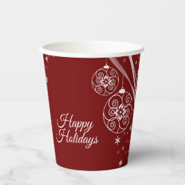 Christmas Party White Ornaments Stars Red Elegant Papieren Bekers