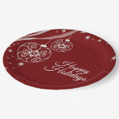 Christmas Party White Ornaments Stars Red Elegant Papieren Bordje (Gekanteld)
