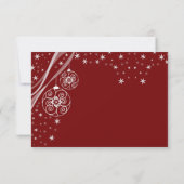 Christmas Party White Ornaments Stars Red Elegant RSVP Kaartje (Achterkant)
