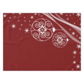 Christmas Party White Ornaments Stars Red Elegant Tafelkleed (Voorkant (Horizontaal))