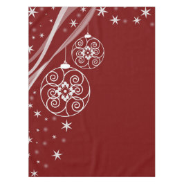 Christmas Party White Ornaments Stars Red Elegant Tafelkleed