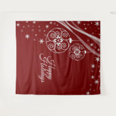 Christmas Party White Ornaments Stars Red Elegant Wandkleed (Voorkant (horizontaal))
