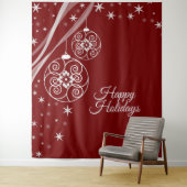 Christmas Party White Ornaments Stars Red Elegant Wandkleed (In situ)