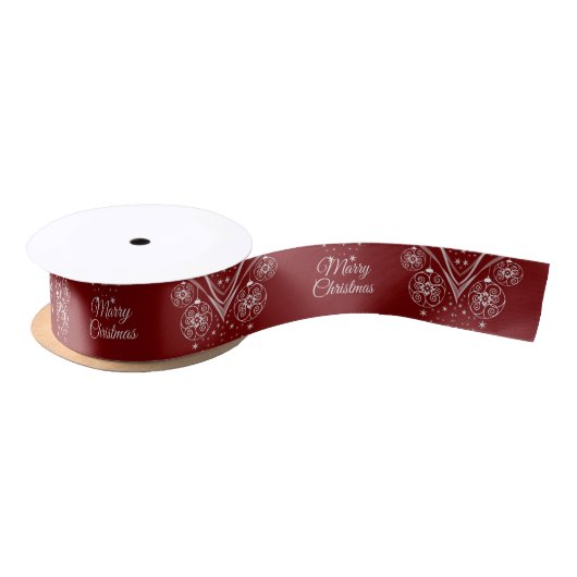 Christmas Party White Ornaments Stars Red Satijnen Lint (Spoel)