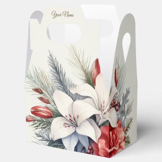 Christmas Party White Red Flowers Holidays Elegant Bedankdoosjes (Geopend)