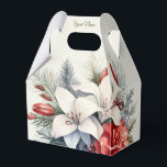 Christmas Party White Red Flowers Holidays Elegant Bedankdoosjes<br><div class="desc">Christmas Party White Red Flowers Holidays Elegant Favor Boxes. Unique,  beautiful,  stylish design. Easy to be personalized. Font style,  size and colors can be changed. Matching items available.</div>