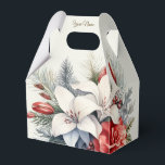 Christmas Party White Red Flowers Holidays Elegant Bedankdoosjes<br><div class="desc">Christmas Party White Red Flowers Holidays Elegant Favor Boxes. Unique,  beautiful,  stylish design. Easy to be personalized. Font style,  size and colors can be changed. Matching items available.</div>